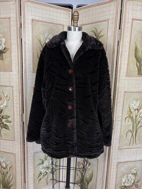 Vintage Brown Faux Fur w/ Zebra Pattern